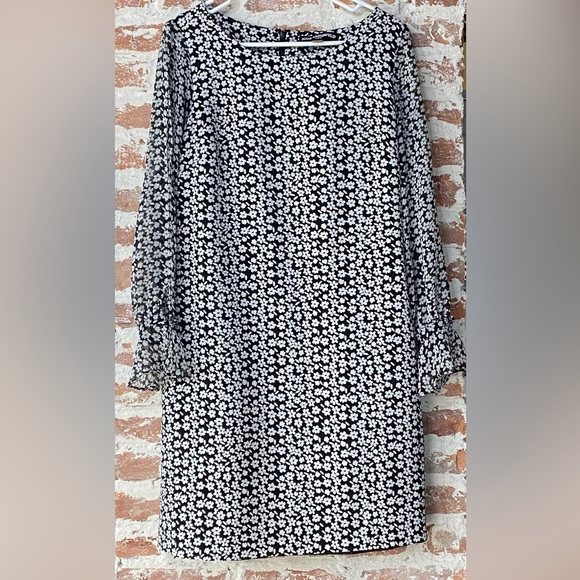 Karl Lagerfeld Dresses & Skirts - EUC VINTAGE KARL LAGERFELD Floral Sheath Dress, Shear Long Sleeves, Fully Lined